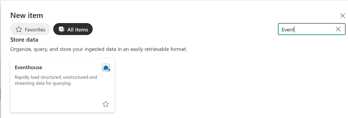 Add item Eventhouse in Microsoft Fabric