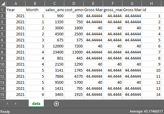 Excel Spreadsheet
