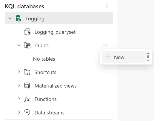 KQL Database table results